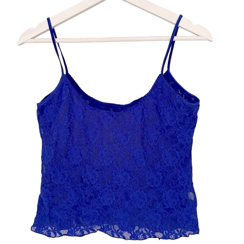 VICTORIA'S SECRET Vintage Lace Camisole Spaghetti Straps Royal Blue Women Size L - Picture 1 of 5